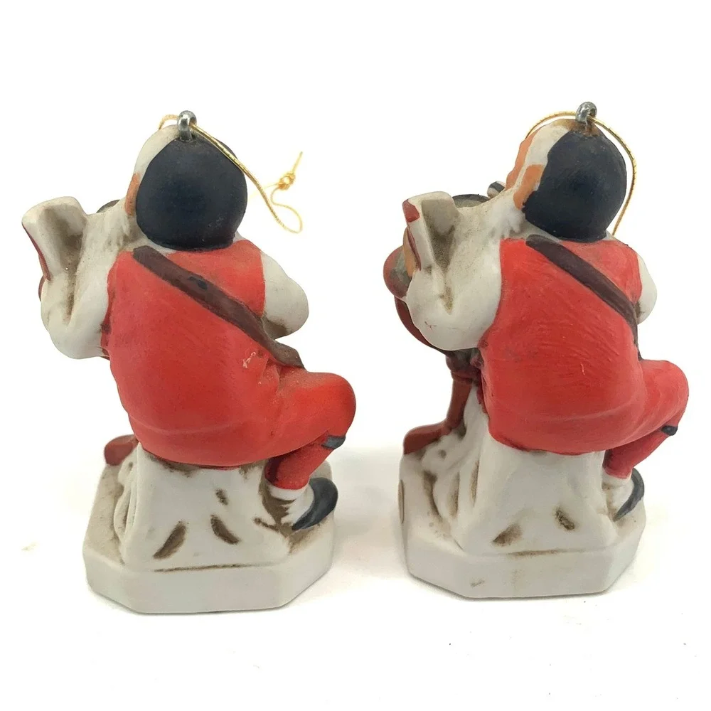 Norman Rockwell 1980‎ Santa Globe Explorer Ornament Set Lot of 2 Ceramic